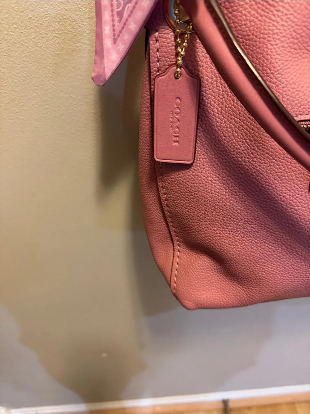 Coach Clarkson Hobo 24947 Rose Pink Pebble Leather Convertible Shoulder Bag